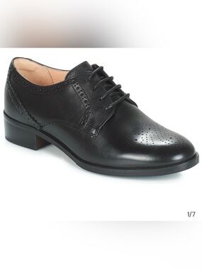 Clarks Netley Rose Black Brogue Leather Wingtip Classic Dress Shoes Size 6